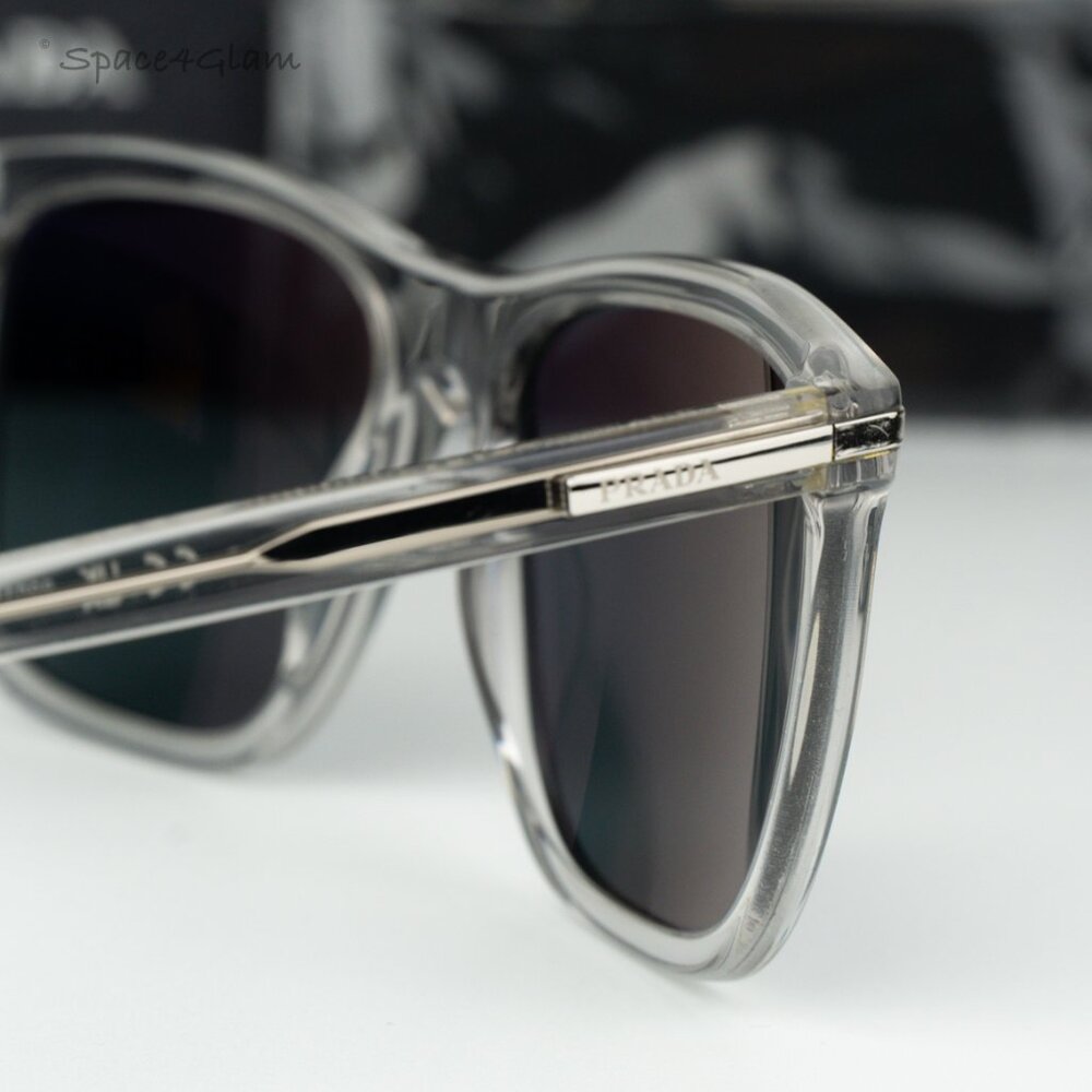 BRAND NEW Prada Women Sunglasses Grey Crystal Blue Rectangle PR18WS U430A9 - Picture 5 of 11